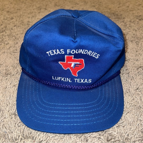 VTG Texas Foundries Lufkin Oilfield Equipment Snapback Rope Cap Hat Made USA - Picture 1 of 4